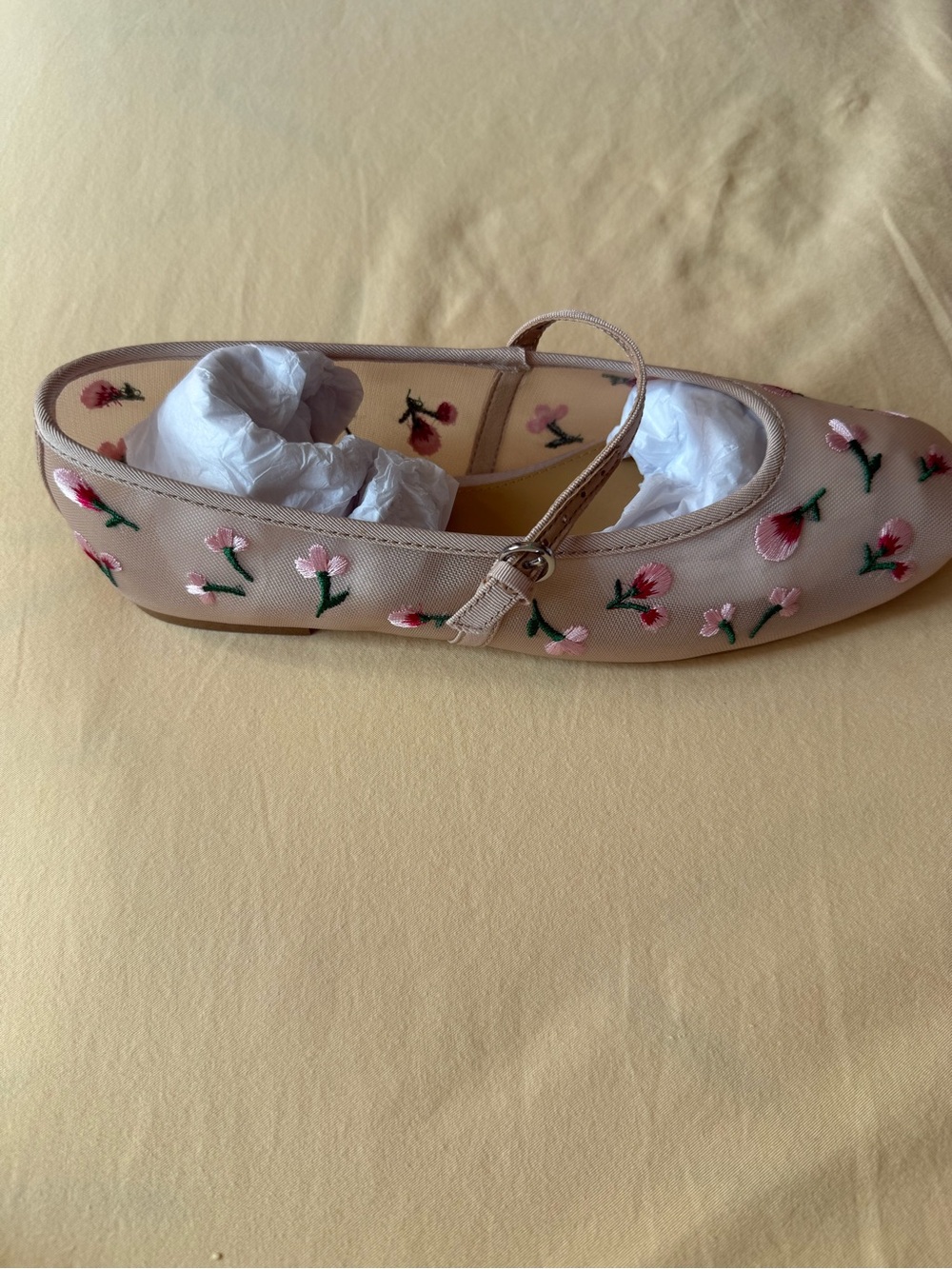 J. Crew Pink Embroidered Floral Mary Jane Flats - Picture 2 of 6